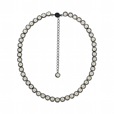 Collar Diamantes Cuadrados Negro Corto Perla